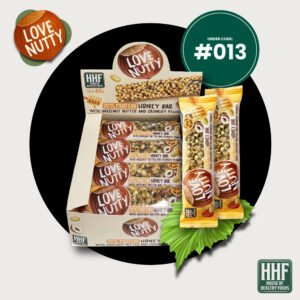 20% protein honey bar with hazelnut butter and crunchy peanuts